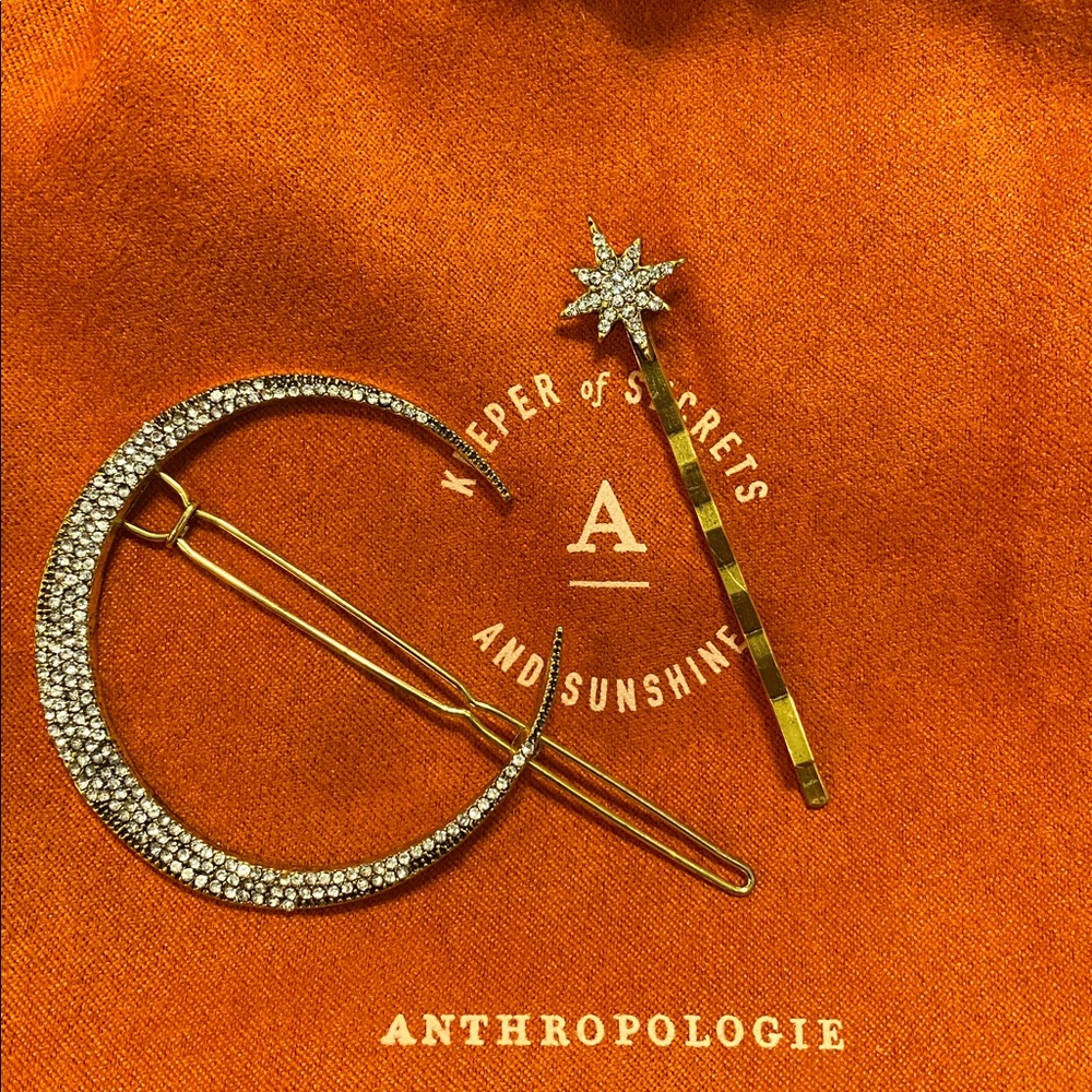 Anthropologie Gold and Silver Celestial Hair Accessories